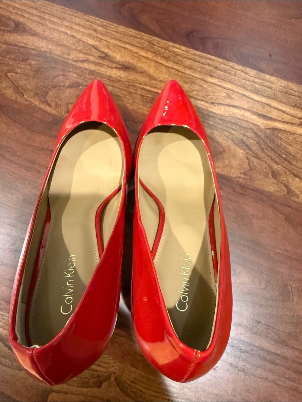 Calvin Klein Red Patent Pointed-Toe Pump - Picture 6 of 7